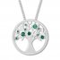 Lab-Created Emerald Tree Necklace Sterling Silver