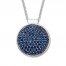 Lab-Created Sapphire Disc Necklace Pave-set Sterling Silver