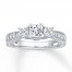3-Stone Diamond Ring 1 ct tw Princess-cut 14K White Gold