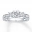 3-Stone Diamond Ring 1 ct tw Princess-cut 14K White Gold