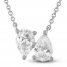 Diamond Double Pear Necklace 1/2 ct tw 10K White Gold 18"
