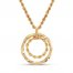 Rope Chain and Circle Necklace 10K Yellow Gold 18"
