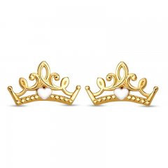 Children's Crown Stud Earrings 14K Yellow Gold