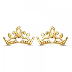 Children's Crown Stud Earrings 14K Yellow Gold