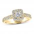 Leo Diamond Engagement Ring 3/4 ct tw Princess/Round 14K Yellow Gold