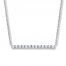 Lab-Created White Sapphire Bar Necklace Sterling Silver