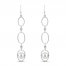 Cultured Pearl & White Lab-Created Sapphire Drop Earrings Sterling Silver