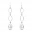 Cultured Pearl & White Lab-Created Sapphire Drop Earrings Sterling Silver