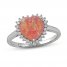 Pink Lab-Created Opal & White Lab-Created Sapphire Heart Ring Sterling Silver