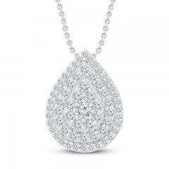 Diamond Teardrop Necklace 3/4 ct tw 10K White Gold 18"