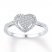 Diamond Heart Ring 1/8 ct tw Round-cut 10K White Gold