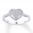 Diamond Heart Ring 1/8 ct tw Round-cut 10K White Gold