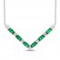 Lab-Created Emerald & White Lab-Created Sapphire Necklace Sterling Silver 18"