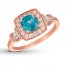 Le Vian Blue Zircon Ring 3/8 ct tw Diamonds 14K Strawberry Gold