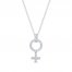 Diamond Female Symbol Necklace 1/4 ct tw Round/Baguette Sterling Silver 18"