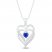 Blue Lab-Created Sapphire & Diamond Heart Necklace Sterling Silver 18"