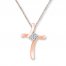 Cross Necklace Diamond Accents 10K Rose Gold