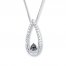 Teardrop Necklace Black Diamond Necklace Sterling Silver