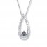 Teardrop Necklace Black Diamond Necklace Sterling Silver