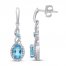 Swiss Blue Topaz & White Lab-Created Sapphire Dangle Earrings Sterling Silver