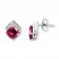 Lab-Created Ruby Earrings Diamond Accents Sterling Silver