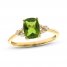 Peridot & Diamond Ring 1/20 ct tw Cushion/Round-Cut 10K Yellow Gold