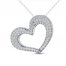 Diamond Heart Necklace 1 ct tw 10K White Gold