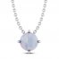 Lab-Created Opal Solitaire Necklace Sterling Silver