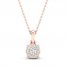 Diamond Halo Necklace 1/10 ct tw Round-Cut 10K Rose Gold 18"