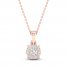 Diamond Halo Necklace 1/10 ct tw Round-Cut 10K Rose Gold 18"