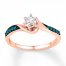 Diamond Promise Ring 1/6 ct tw Blue/White 10K Rose Gold