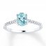 Aquamarine Ring 1/15 ct tw Diamonds Sterling Silver