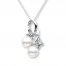 Butterfly Necklace Cultured Pearls/Diamonds Sterling Silver