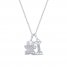 Diamond Dog Paw/Bone Necklace 1/5 ct tw Round/Baguette 10K White Gold 18"