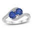 Blue/White Lab-Created Sapphire Two-Stone Ring Sterling Silver