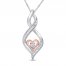 Diamond Necklace 1/15 ct tw Sterling Silver/10K Rose Gold 18"
