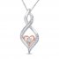 Diamond Necklace 1/15 ct tw Sterling Silver/10K Rose Gold 18"