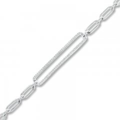 Diamond Paperclip Bracelet 1/3 ct tw Sterling Silver 7.25"