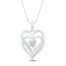 White Lab-Created Sapphire & Diamond Heart Necklace Sterling Silver 18"