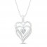White Lab-Created Sapphire & Diamond Heart Necklace Sterling Silver 18"