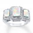 Lab-Created Opal Ring Diamond Accents Sterling Silver