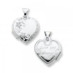 Reversible Heart Locket 14K White Gold