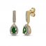 Emerald & Diamond Earrings 1/10 ct tw 10K Yellow Gold