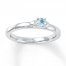 Stackable Heart Ring Aquamarine Sterling Silver