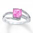 Lab-Created Pink Sapphire Diamond Accents Sterling Silver Ring