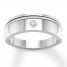 Men's Diamond Solitaire Ring 1/6 ct Round-cut 14K White Gold