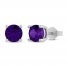 Amethyst Stud Earrings Sterling Silver