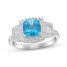 Luminous Cut Blue & White Topaz Ring Sterling Silver