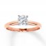 Solitaire Engagement Ring 3/4 Carat Diamond 14K Rose Gold