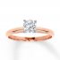 Solitaire Engagement Ring 3/4 Carat Diamond 14K Rose Gold